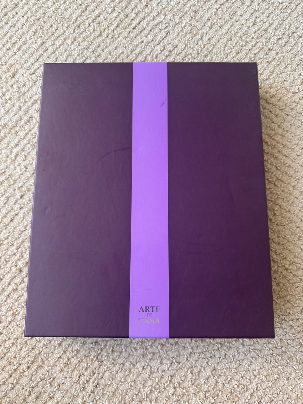 ARTE DE CASA Wedding Album in Decorative Purple Box with Violet Stripe